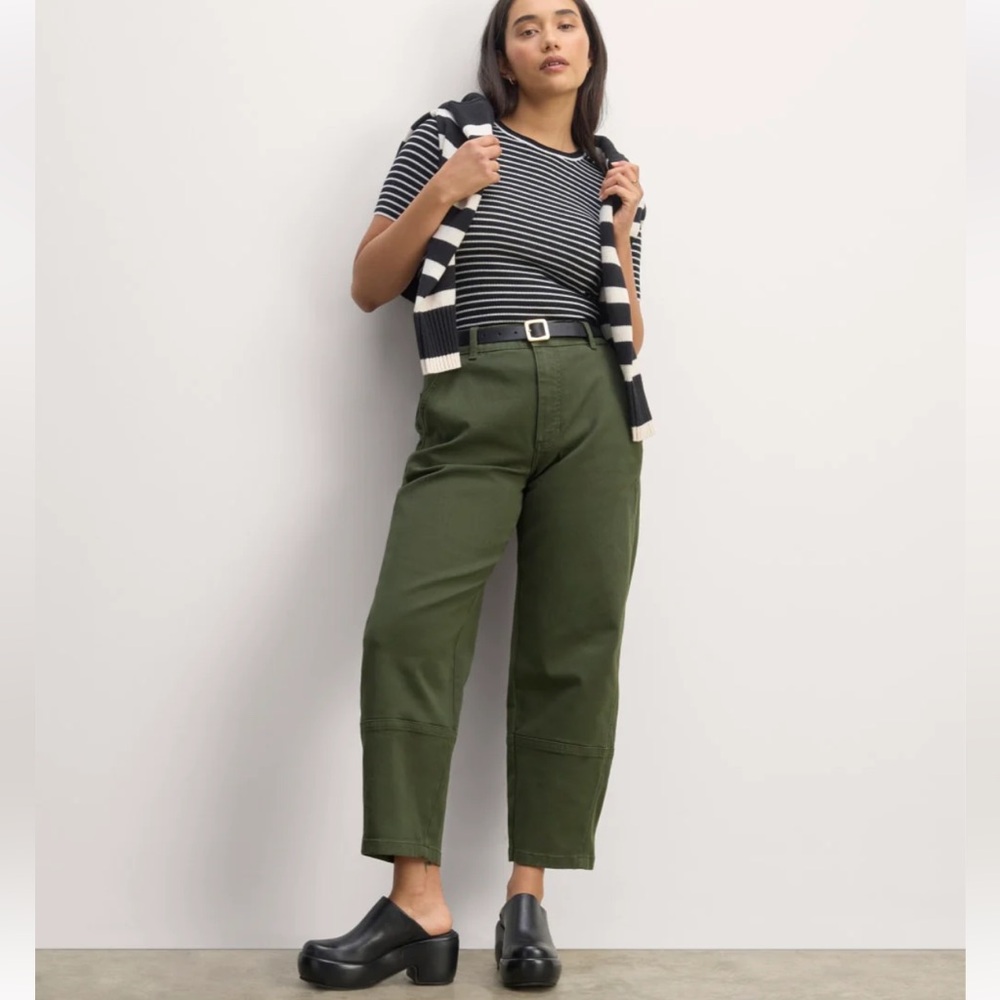 Everlane Utility Barrel Leg Pant High waisted Dark Forest Olive 6